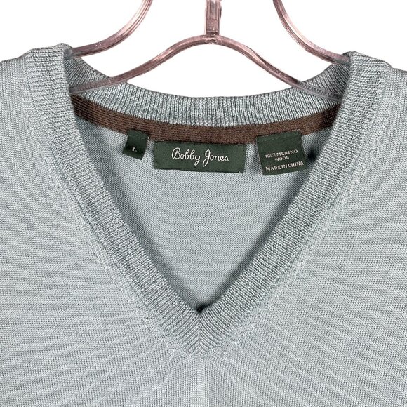 Bobby Jones Sweater Vest Mens L Wool Work Office Capsule Minimal Career FLAW - Picture 2 of 9